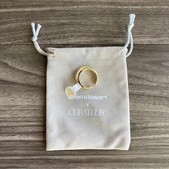 LOREN STEWART × CURATEUR Women’s Gold Deux Open Band Ring Size 7 - Picture 3 of 4